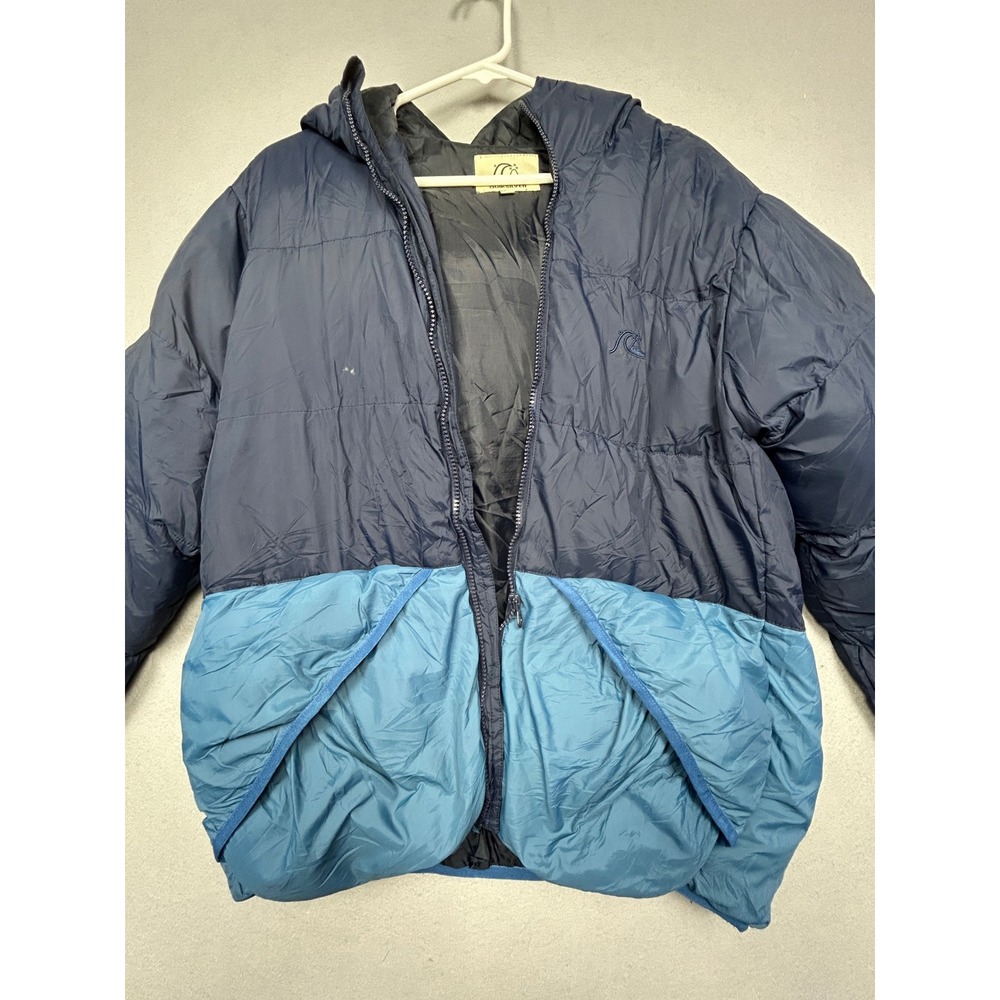 Quiksilver Puffer Jacket Polyester Blue Colorblock Medium Mens